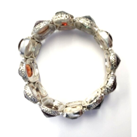 Multicolored Faceted Stone Stretch Bracelet - Picture 3 of 4